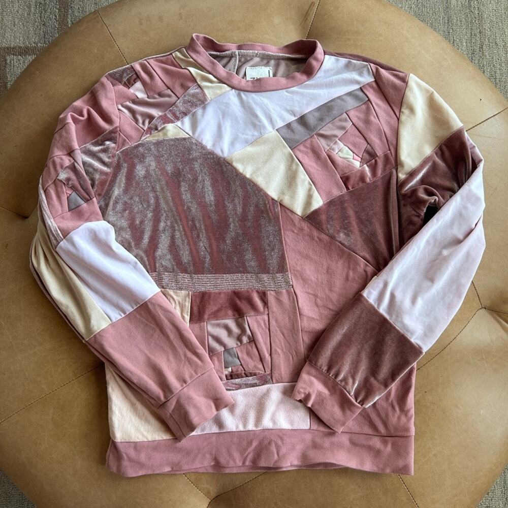Zero Waste Daniel ZWD Mens S Patchwork Velvet ReRoll Sweatshirt Art to Wear